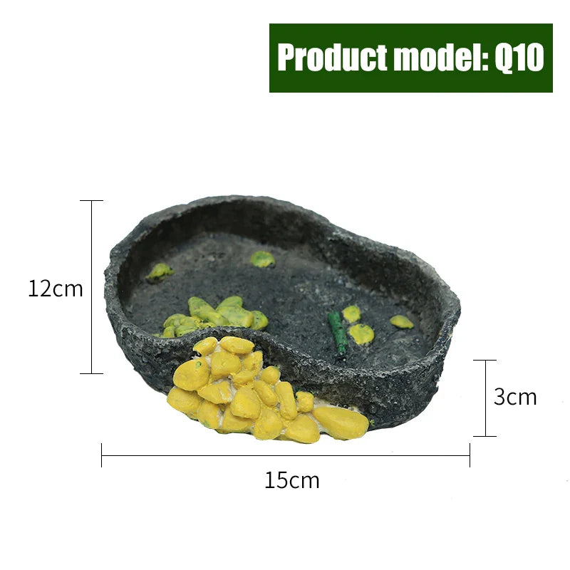 Crawler Pet Feeder Bowl Basin Resin Non-toxic Food Water Pot Reptile Turtle Scorpion Lizard Gecko Decor Pets Supply Accessories