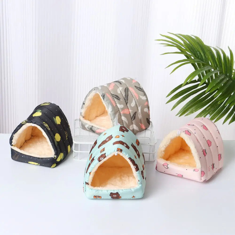 Hamster Nest Winter Warm Soft Mat Hangable Hamster House Small Animal Sleeping Bed Mini Pet Rabbit Squirrel Nest Guinea Pig Nest