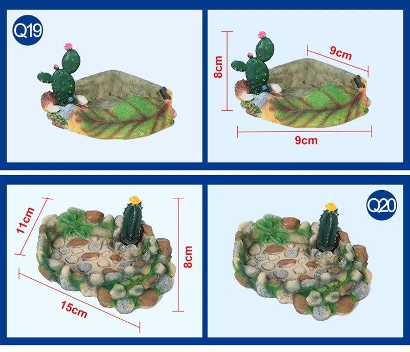 Crawler Pet Feeder Bowl Basin Resin Non-toxic Food Water Pot Reptile Turtle Scorpion Lizard Gecko Decor Pets Supply Accessories