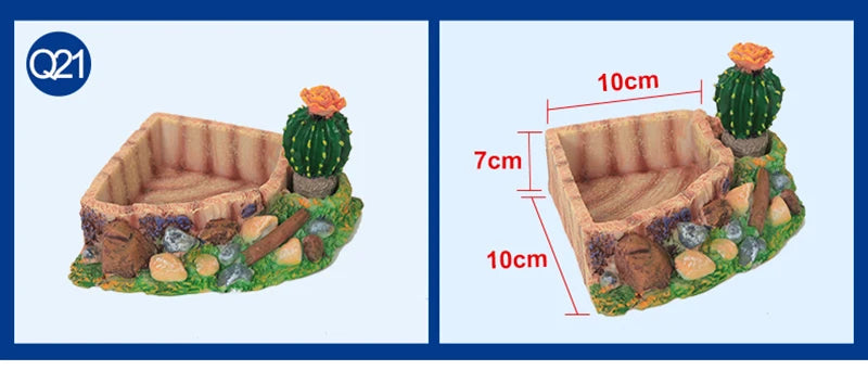 Crawler Pet Feeder Bowl Basin Resin Non-toxic Food Water Pot Reptile Turtle Scorpion Lizard Gecko Decor Pets Supply Accessories