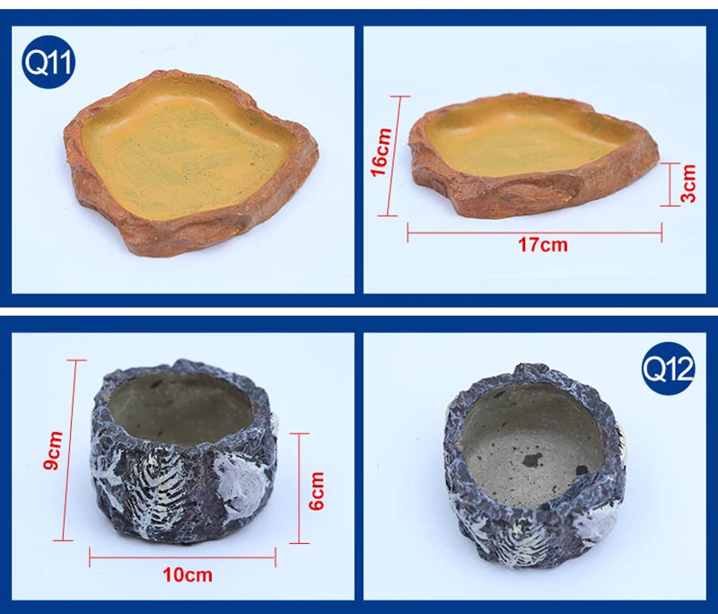 Crawler Pet Feeder Bowl Basin Resin Non-toxic Food Water Pot Reptile Turtle Scorpion Lizard Gecko Decor Pets Supply Accessories