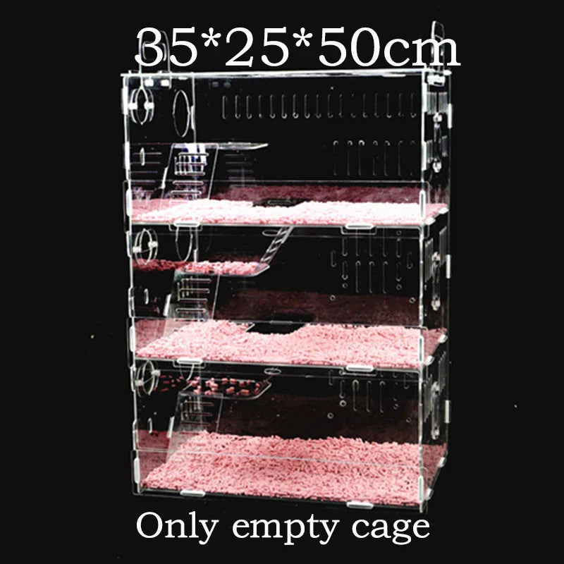 Acrylic Hamster Cage Transparent Single/Double/ Three Layer Villa Guinea Pig Golden Silk Bear Empty Cage Supplies Small Pet Nest