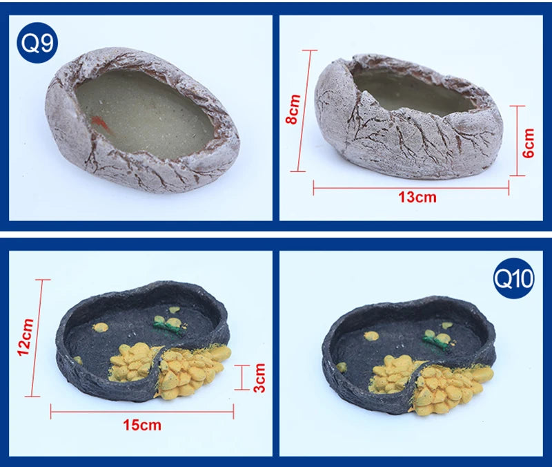 Crawler Pet Feeder Bowl Basin Resin Non-toxic Food Water Pot Reptile Turtle Scorpion Lizard Gecko Decor Pets Supply Accessories