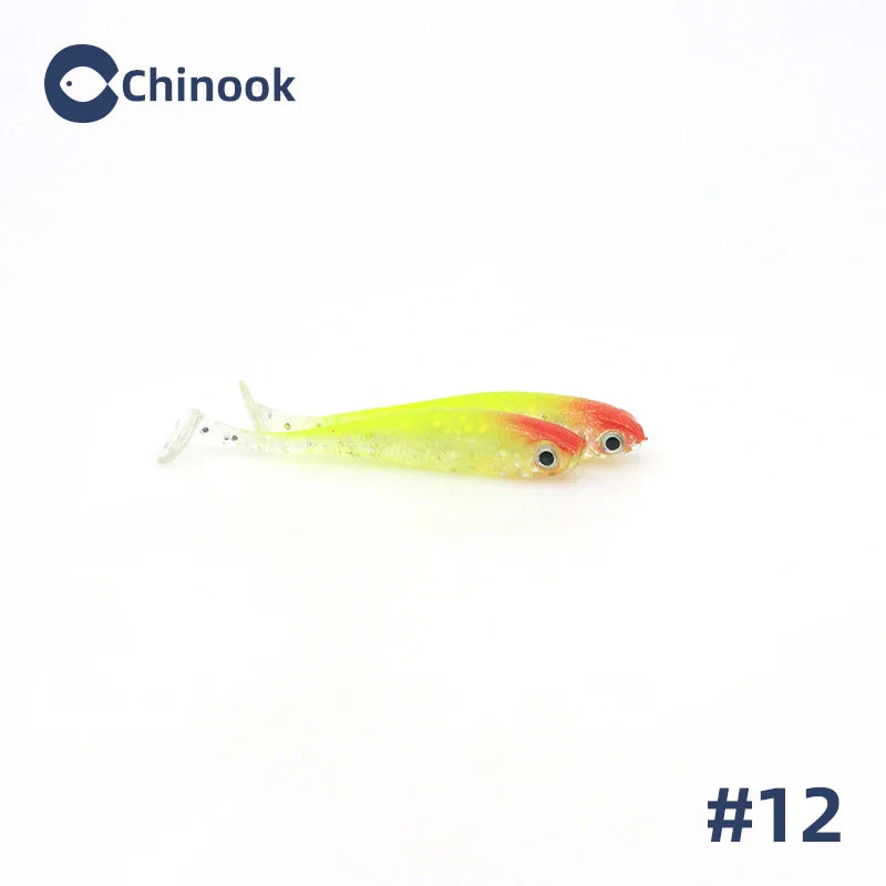 Chinook Soft Bait Lure 3D t-tail 65mm 5pcs Wobblers Silicone Fish Artificial Bait Fishing For Jig Head Texas Jigs Wacky Hooks