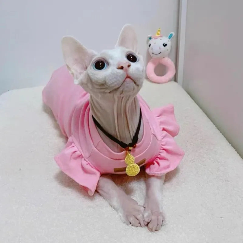 2021 Luxury Sphynx Cat Clothes Summer Dog Fancy Dress For Hairless Cats Clothing Small French Bulldog Puppy Costume Kittens Vest
