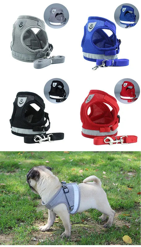 Pet Dog Harness and Leash Set Puppy Cat Chest Strap Reflective for Small Medium Dogs Cat Harnesses Vest Pug Chihuahua Bulldog