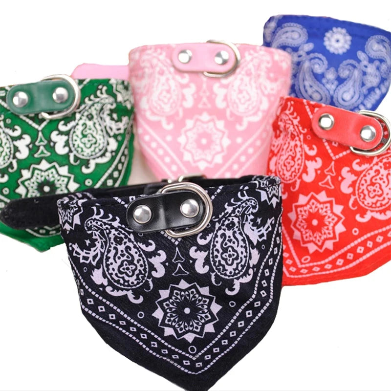SUPREPET Cute Adjustable Small Dog Collars Puppy Pet Slobber Towel Outdoor Cat Collar Print Scarf  Design Dog Collar Neckerchief