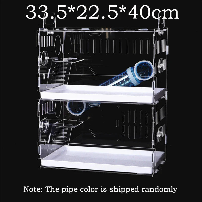 Acrylic Hamster Cage Transparent Single/Double/ Three Layer Villa Guinea Pig Golden Silk Bear Empty Cage Supplies Small Pet Nest