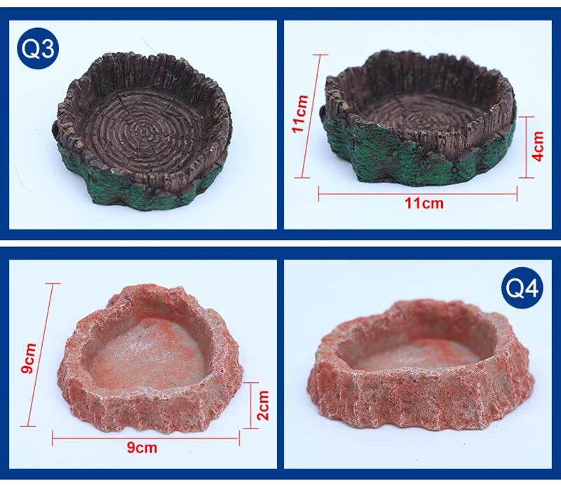 Crawler Pet Feeder Bowl Basin Resin Non-toxic Food Water Pot Reptile Turtle Scorpion Lizard Gecko Decor Pets Supply Accessories