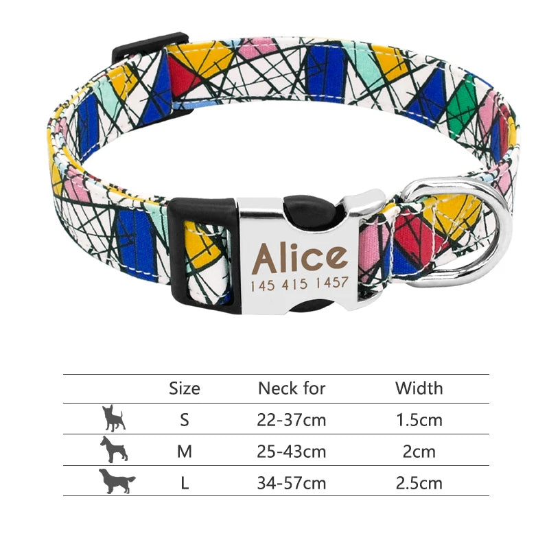 Personalized Nylon Dog Collar Customized Pet Collar Engraved ID Tag Nameplate Buckle for Small Medium Large Dogs Pitbull Pug