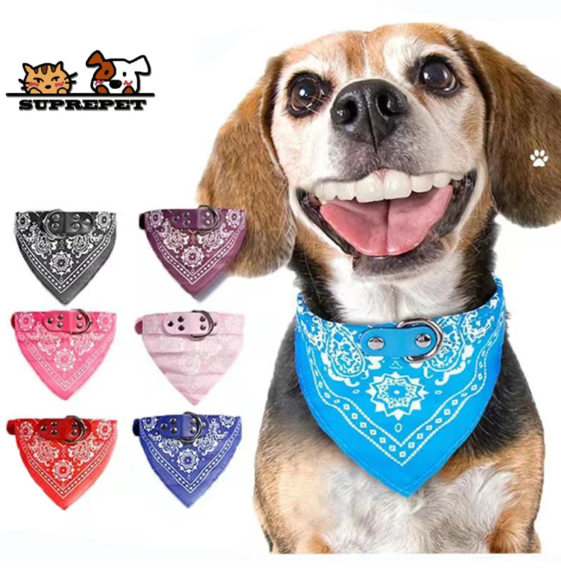 SUPREPET Cute Adjustable Small Dog Collars Puppy Pet Slobber Towel Outdoor Cat Collar Print Scarf  Design Dog Collar Neckerchief