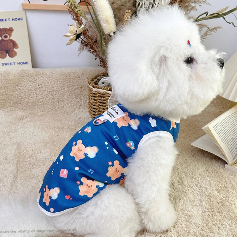 Bear Print Dog Vest Fashion Dog Clothes Summer Thin Puppy Shirt Breathable Cat Vest Pullovers Pet Sweatshirt Chihuahua Costumes
