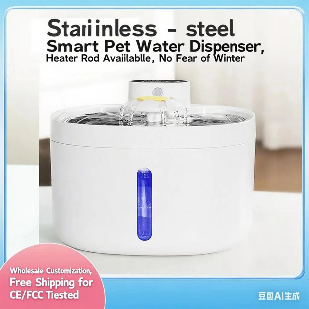 2.6L Wireless Charging Automatic Water Fountain  Intelligent Pet Water Dispenser With Filter Drinking Fountain For Cats Dogs