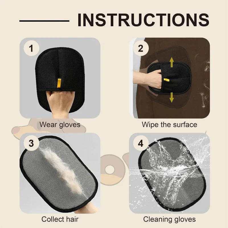 Reusable Electrostatic Pet Hair Removal Mitts Cat Dog Hair Remover Brush Sticking Device Home Hair Scraper Cat Grooming Gloves