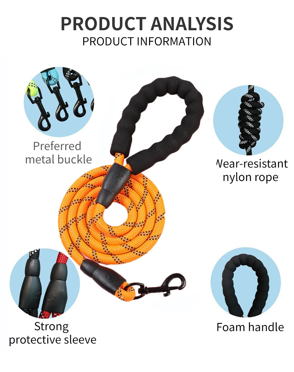 Dog Leash 120/150/200/300cm Nylon Pet Leashes Reflective Dog Leash For Medium Small  Large Dog Leashes Ropes Pet Accessories