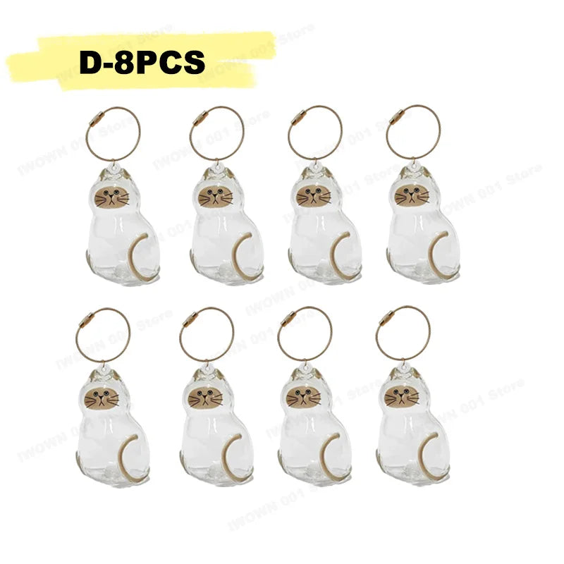 Cat Hair Storage Box Memorial Keychain Transparent Pet Fur Storage Container Hanging Cat Keychain Pendant for Pet Lovers