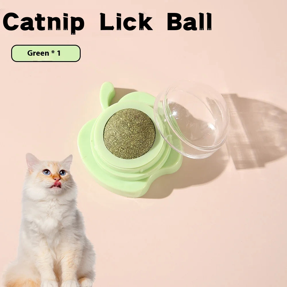 Catnip Wall Ball Licking Ball Spherical Teeth Cleaning Cat Catnip Toy Rotatable Kitten Licking Ball Pet Supplies Wall Treats