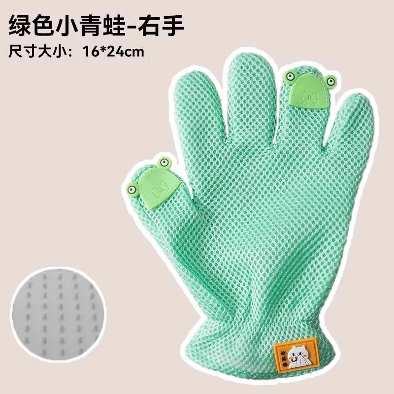 2-in-1 Double Sided Cat Grooming Gloves Bionic Tongue Comb Striped Massage for Shedding Sofa Clothes Breathable Anti-Scratch
