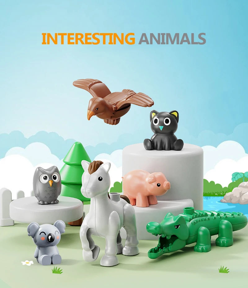 62-310 pieces DIY Building Blocks Bulk Compatible with Duplo Animals Marble Run City Classic Bricks Assembly Model Kids Toys