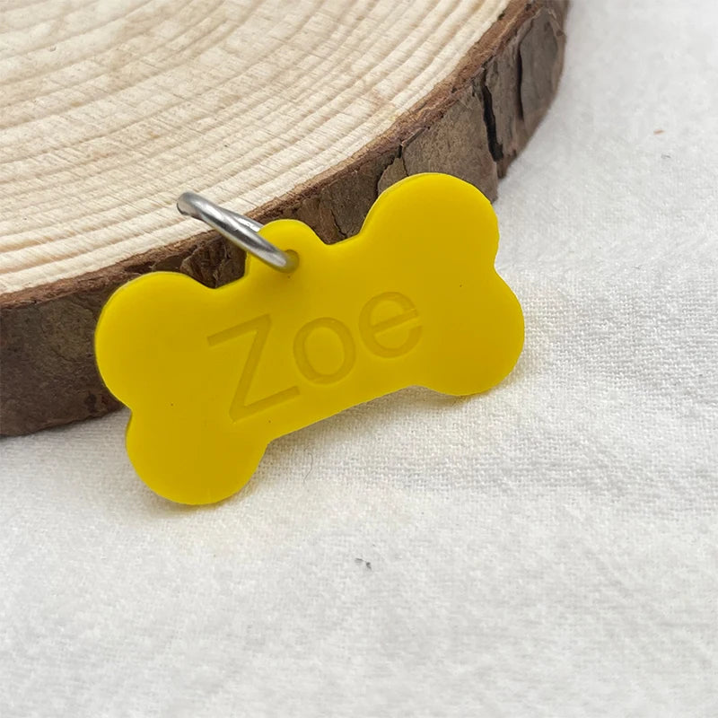 2024 Silicone bone shape Pet Anti-lost ID Tag Personalized Dog Collar Tag Engraved Name Custom Pendant Puppy Collars Accessories