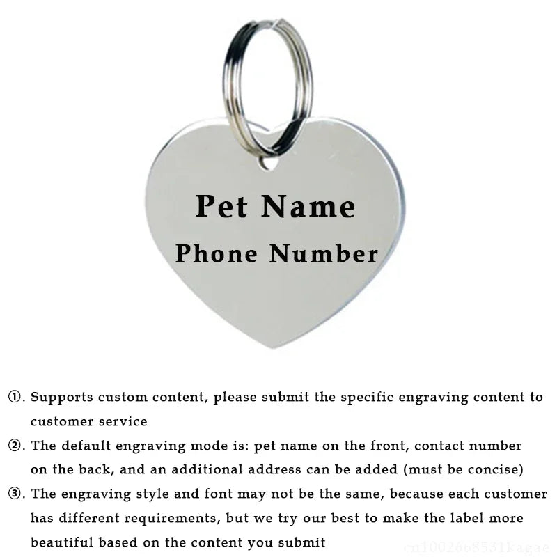 Personalized Dog Nameplate Cat Name ID Tags Customized Pet Nametag Free Engraving Tag Stainless Steel Anti-lost Puppy Identifier