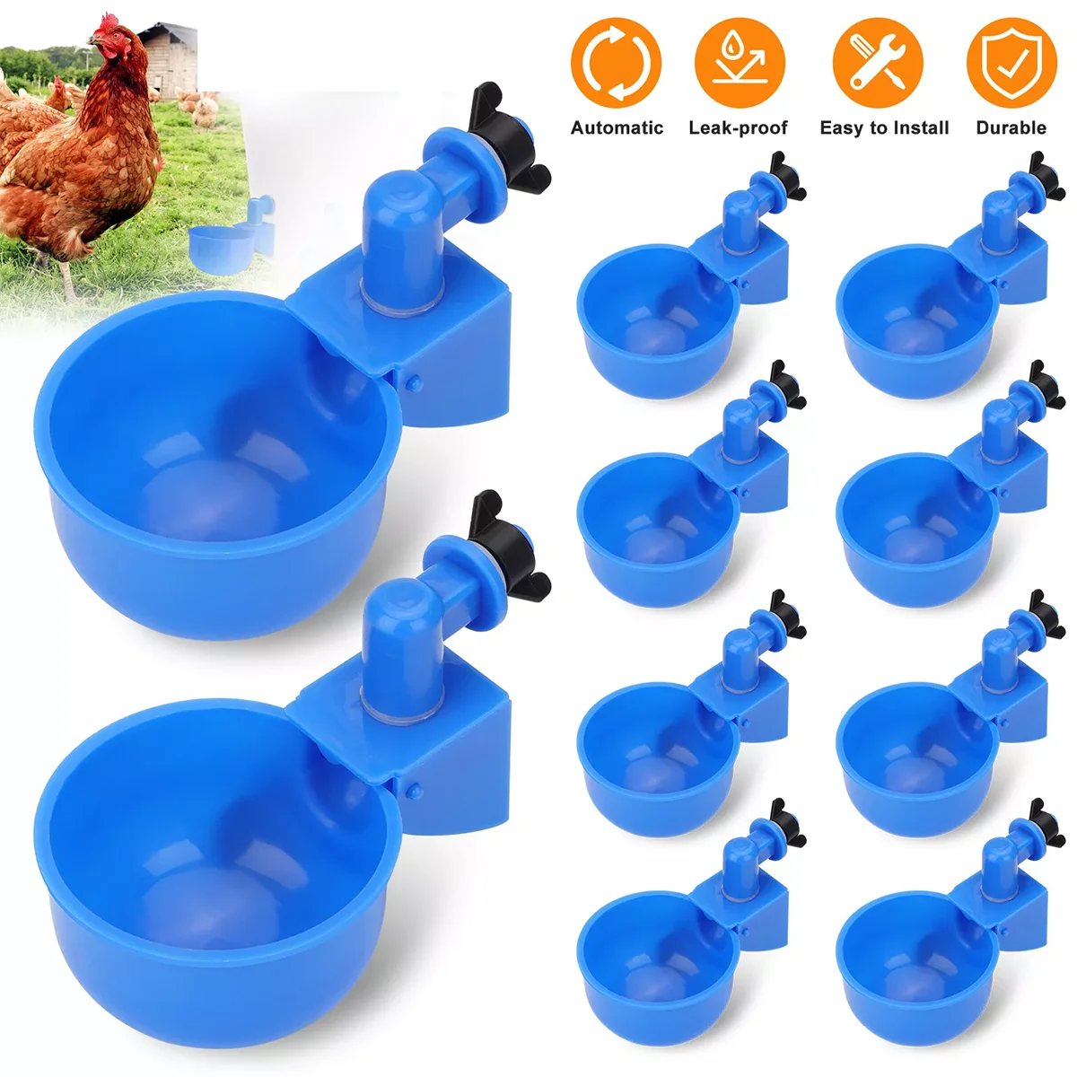 2/4/6/10/20Pcs Automatic Chicken Water Cup Waterer Poultry Drinker Feeder Drinking Bowl Kit Hens Feeder Drinker For Birds Duck