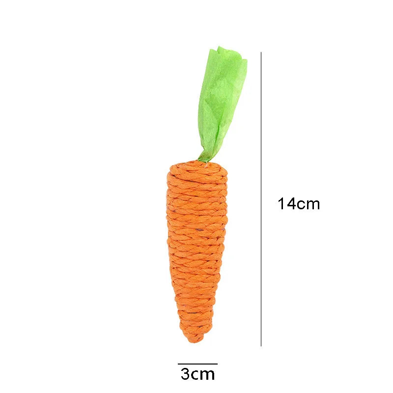 Cat Toy Carrot Sound Bite Resistant Paper Rope Clean Teeth Interactive Chew Toys Cat Kitten Built-in Bell Small Animals Pet Toys