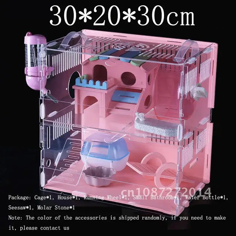 2020 New Large House Hamster Size Acrylic Villa Double Small Pet For Bservation Pig Hamster Guinea Nest A Cage