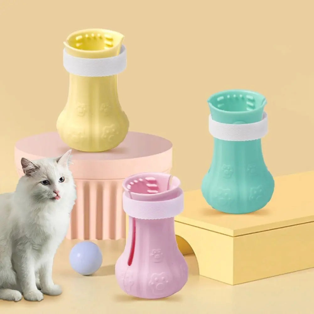 4PCS Adjustable Cat Foot Cover Silicone Multi-Color Anti-Scratch Cat Shoes Waterproof Cat Claw Protector Pet Grooming
