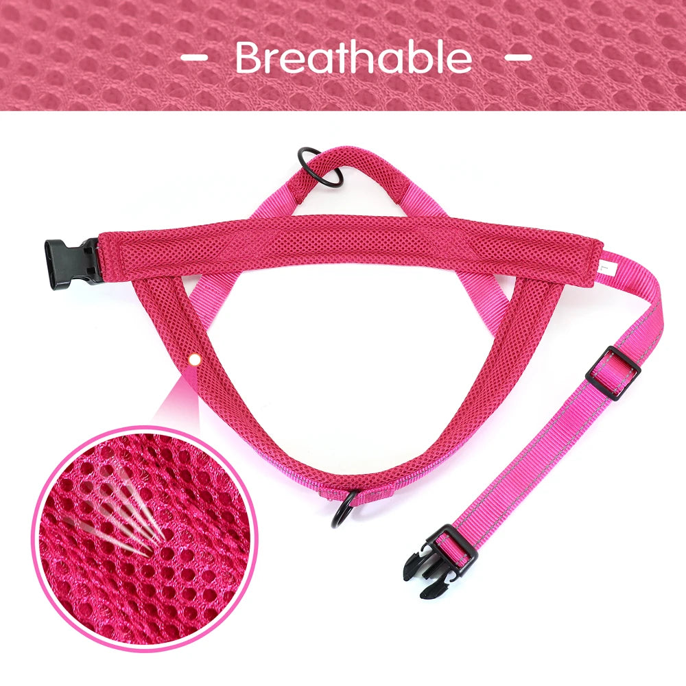 Mesh Nylon Dog Harness Reflective Pet Harness No Pull Dogs Vest With Quick Control Handle for Small Medium Large Dogs Pitbull