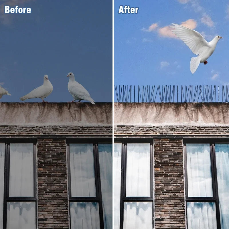 25cm Anti Pigeon Spikes Deterrent Anti-Bird Repellent Stainless Steel Bird Spikes Thorn on Balcony Eaves Sills Bird Proof Nails