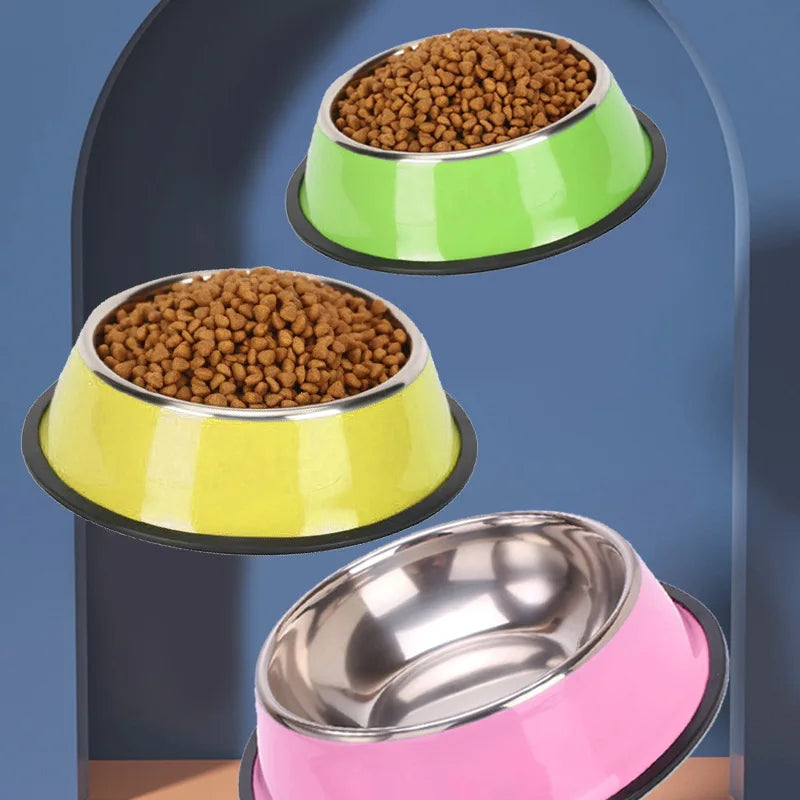 Stainless Cat Bowls Pet Steel Bowl Set Food Water Bowl for Dogs and Cats Anti-skid Cats Supplies