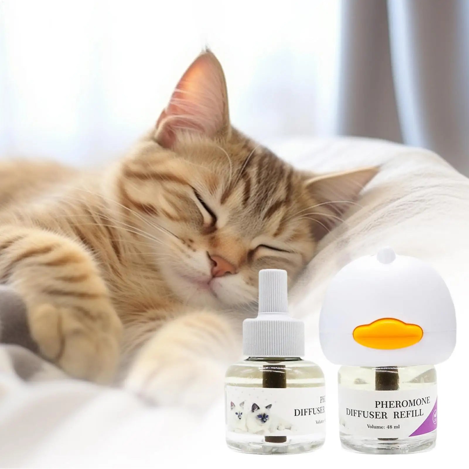 Cat Pheromone Diffuser Safe Cat Calming Diffuser Plug Supplies Ease Sleep Anti Stress Comfort for Indoor Kitten Travel Spraying
