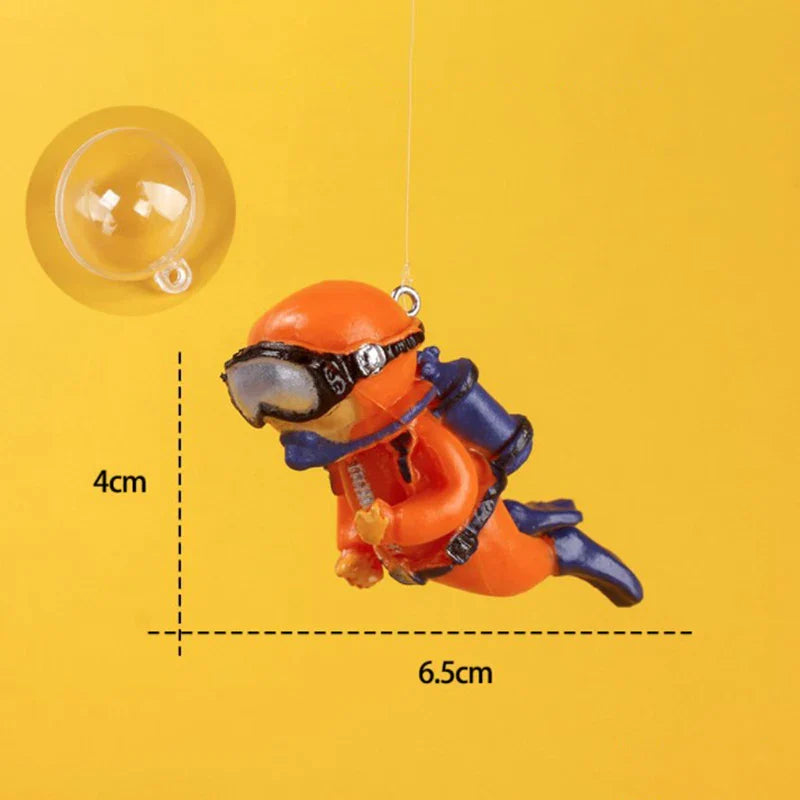 Luminous Green Mini Diver Kawaii Simulated Floating Frogman for Aquarium Ornaments Fish Tank Decoration Aquarium Accessories