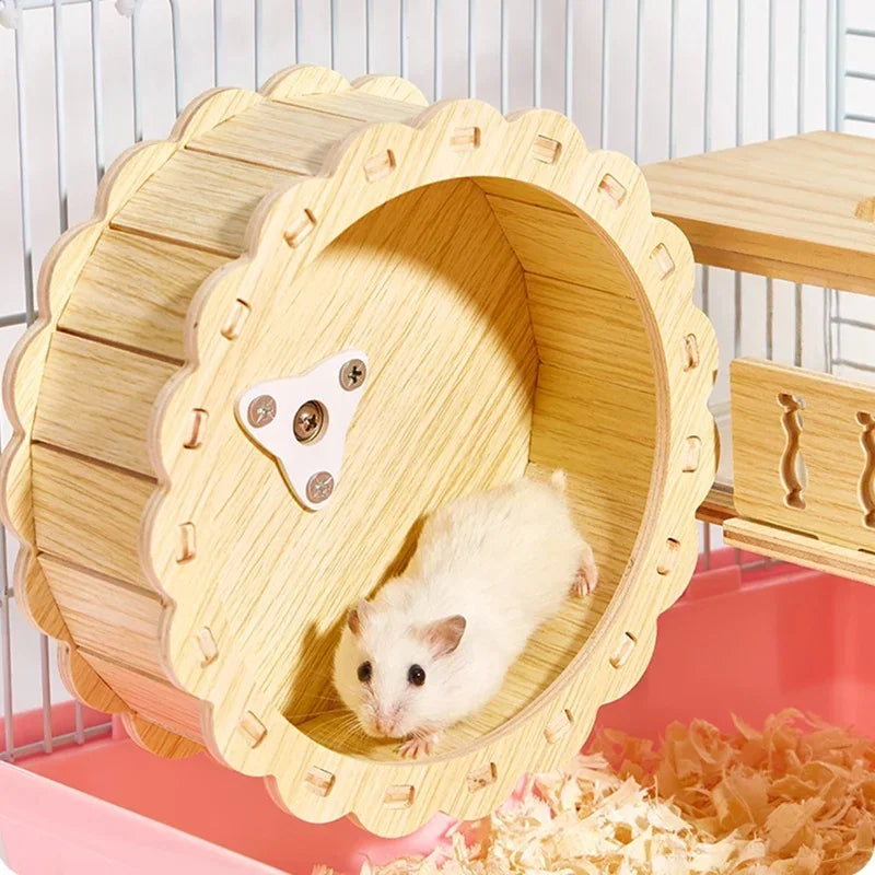 Luxury Hamster Cage Large Space Villa Two Layer Platform Small Animal Hedgehogs Guinea Pig House Stairs Running Wheel Toy Set