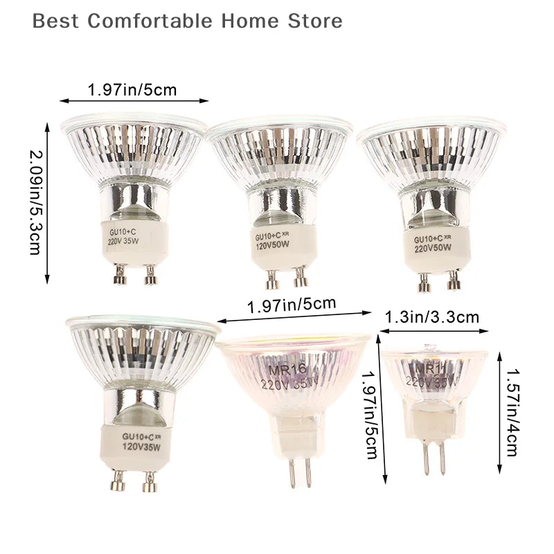 GU10 MR11 MR16 Halogen Reflector Cup Light Thick Glass Halogen Tungsten Spotlight Lamp Cup 120V 220V 35W 50W Bubble