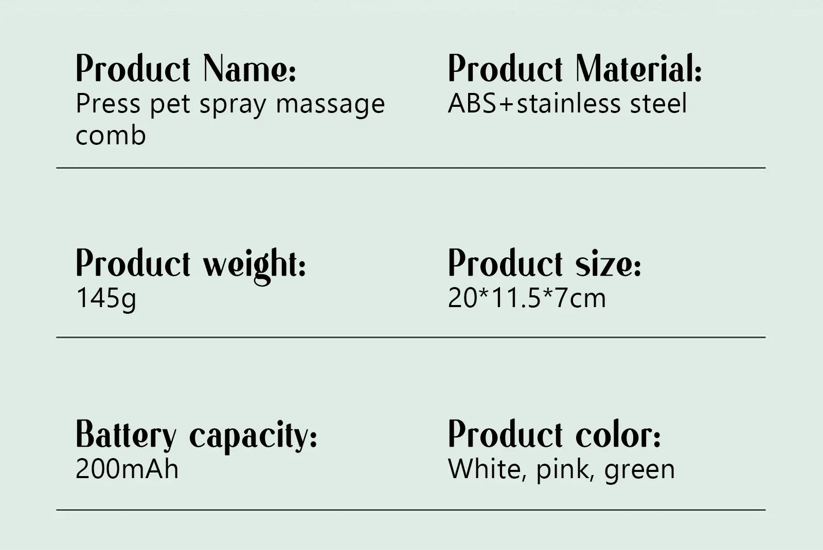 Pet Spray Hair Comb, Pet Hair Remover Cleaning Brush, Cats Grooming Dog Accessories Tools, Dematting Water Mist Humidifier Comb