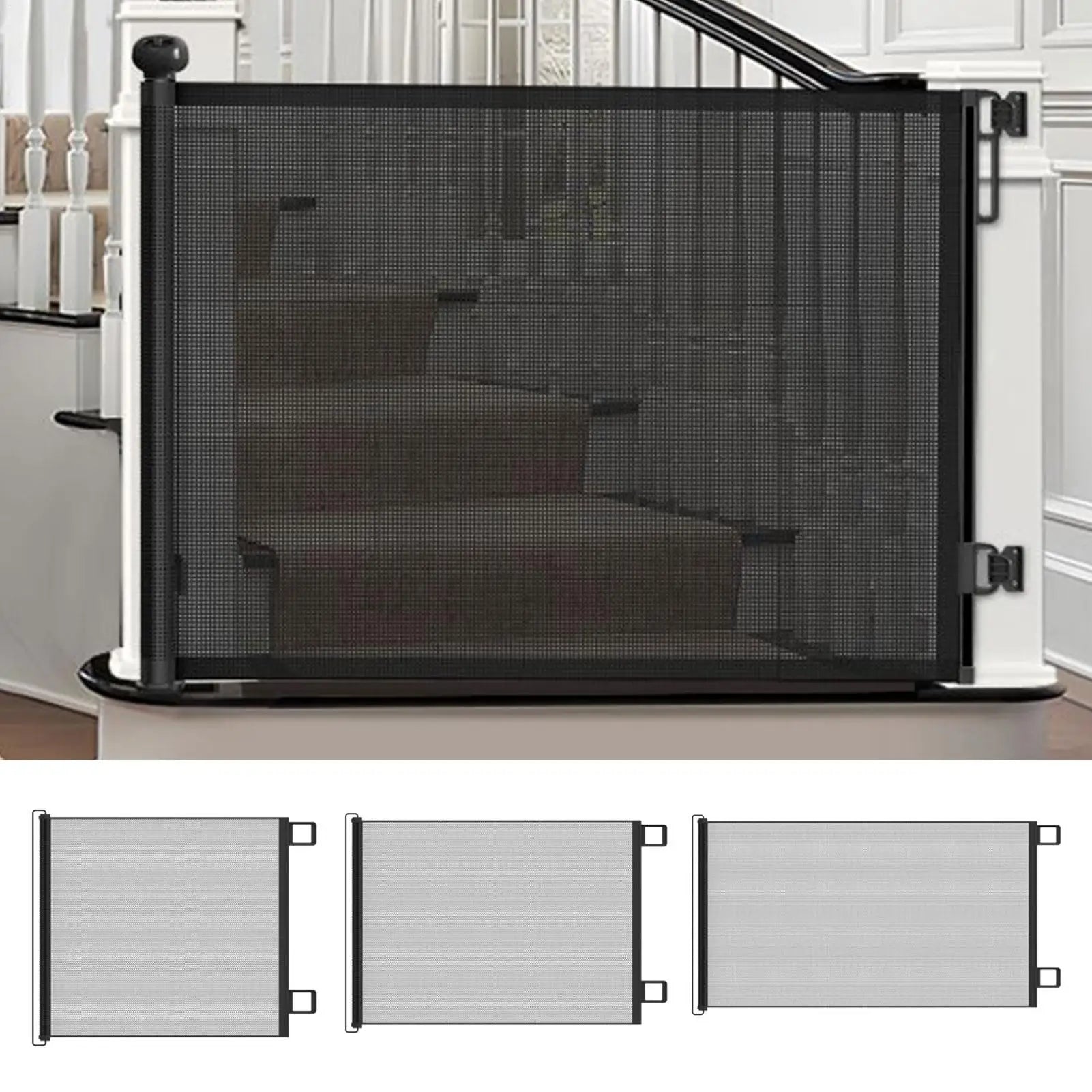 Retractable pet gate Safety Kids Pet Mesh Isolation Net No-Drill Cat Baffle Indoor Mesh Fence For Deck Kitchen Porch