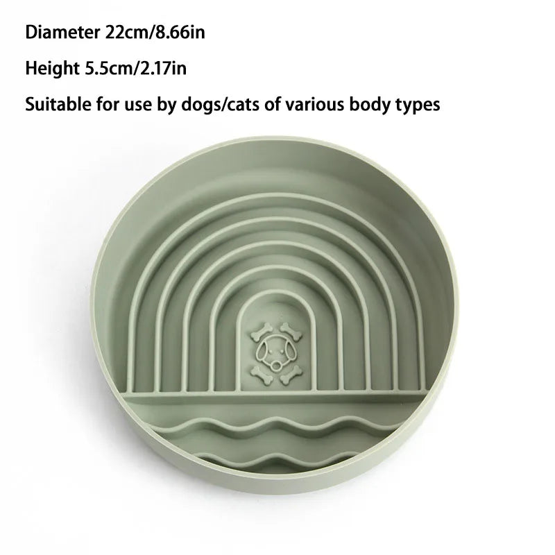 High-quality anti-choking slow-feeding portable silicone pet bowl anti knock, anti choking, cat and dog drink water for slow