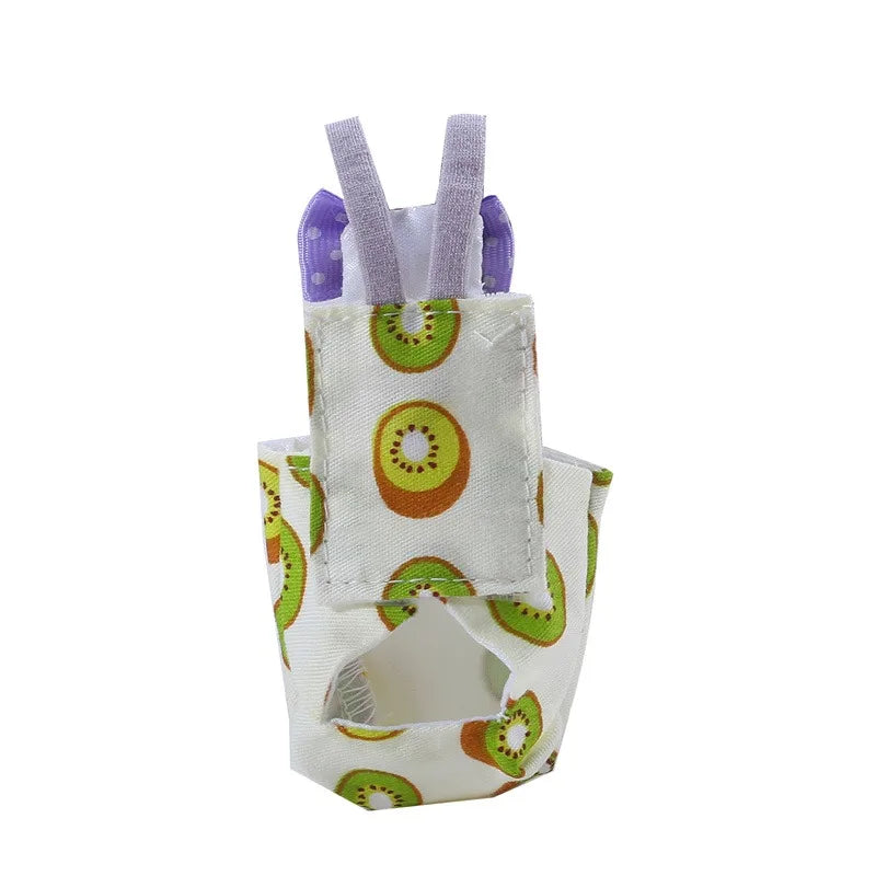 Parrot Diaper with Bowtie Cute Colorful Fruit Floral Cockatiel Pigeons Small Medium Large Pet Birds Flight Suit Clothes Washable