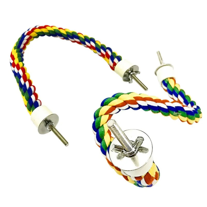 40/60/80/105cm Colorful Parrot Rope Hanging Braided Budgie Bird Cage Cockatiel Toy Pet Stand Accessories Ladder Swing Supplies