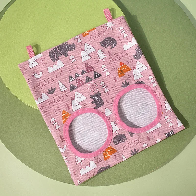 Rabbit Hay Feeding Bags 1/2/3 Holes Cartoon Printed Guinea Pigs Hanging Feeder Chinchilla Food Organizer Pet Cage Supplies