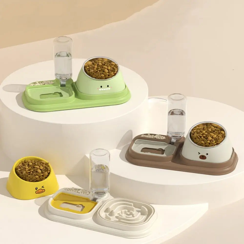 Anti Choking 3-in-1 Cat Bowl Detachable Neck Protection Pet Food Water Dispenser Non Slip Large Capacity Dog Cat Drinker Feeder