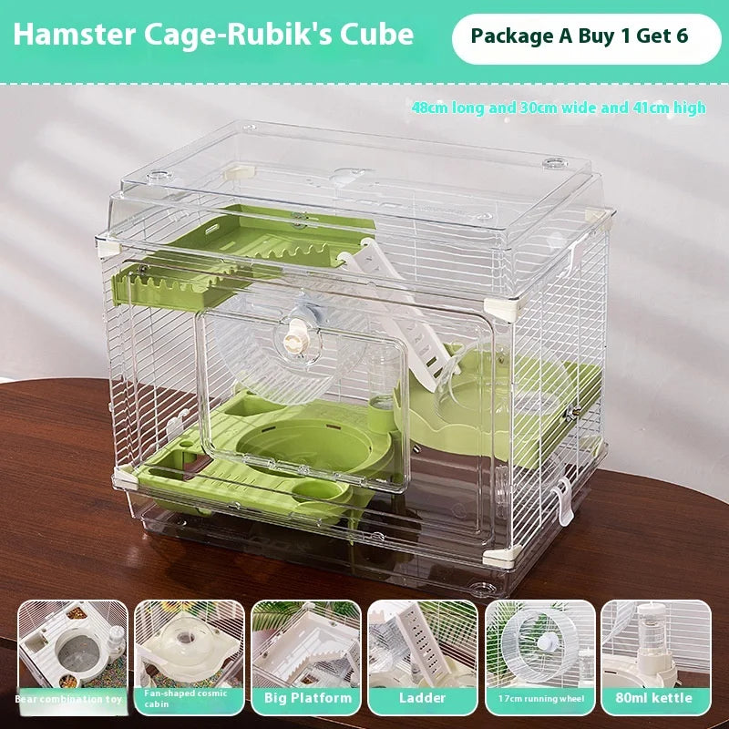 New transparent hamster cage, three-layer acrylic cage, golden bear nest, large-size hamster cage villa, universal in allseasons