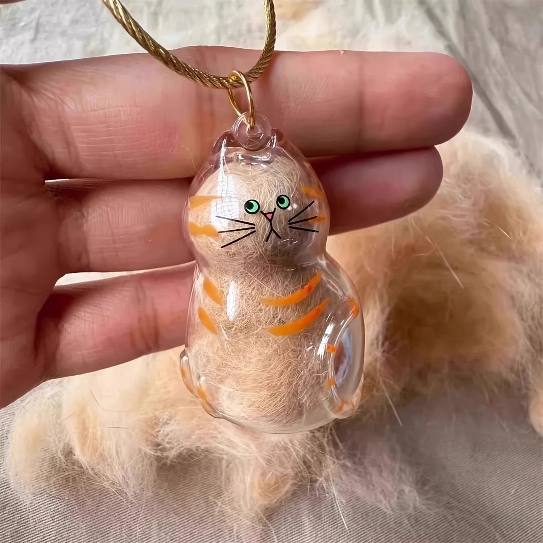1/3pcs Transparent Cat Memorial Capsules Pet Hair Keepsake Box with Hanging Loop for Cat Lovers Gift Pendant Keychain Pet Access
