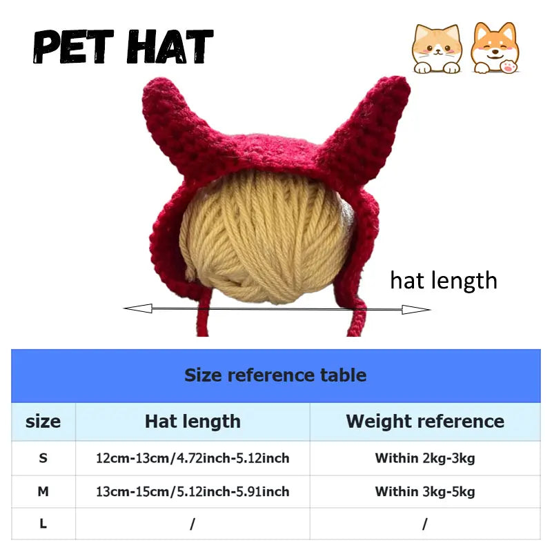 Hand-crocheted Little Devil Pet Hat Pet Accessories Cat Headdress Suitable for Small Cats and Small Dogs To Take Pictures