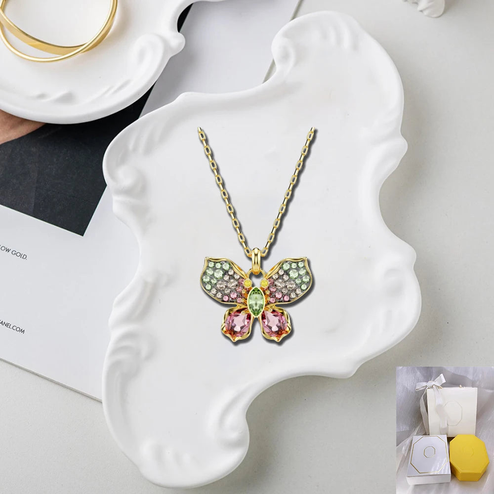 New Mixed Cut Colorful Butterfly Necklace Exquisite Light Luxury Women's Cat Accessories Gift