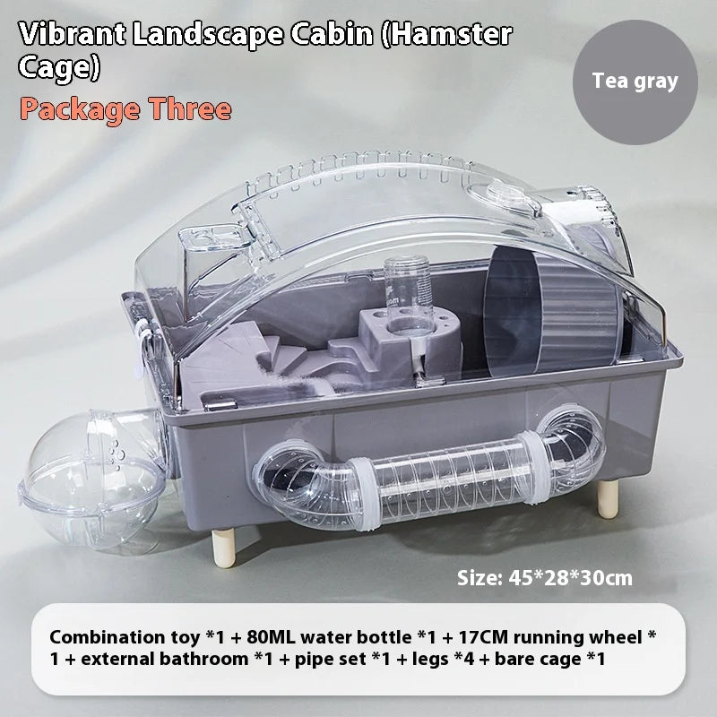 Large Transparent Hamster Cage Double Layer 45 Basic Enclosure Gerbil House for Small Pets with Ventilation Design hamster