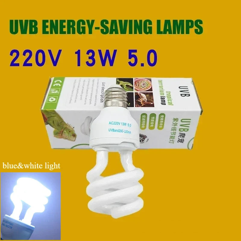 5.0/10.0/15.0 UVB Reptile Heating Lamp Lizard Calcium Supplement Lamp Energy Saving Light Bulb for Turtle Terrarium 110V/220V