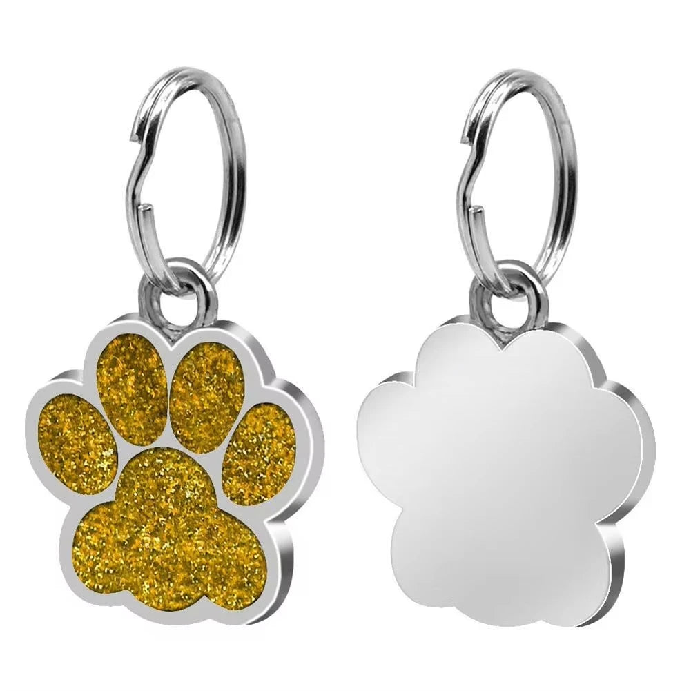 Dog Cat Paw Charm For Jewelry Making Glitter Pendant Hang Charm With Keyring Keychain Pet Collar Accessories Paw Glitter Pendant